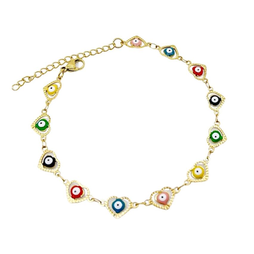 S.Steel Gold Plating Colorfull Anklets Women-c 5.2g