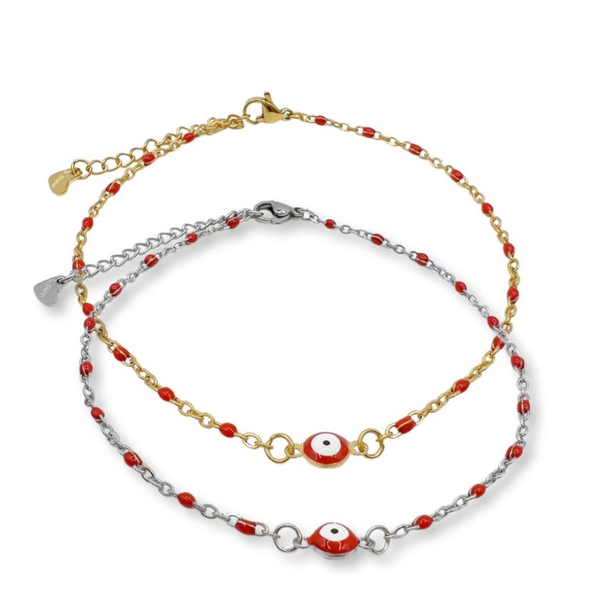 S.Steel Gold Plating Red Anklets Women-c