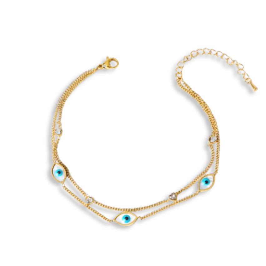 Gold Plating Zircon Anklets Women 3.7g 