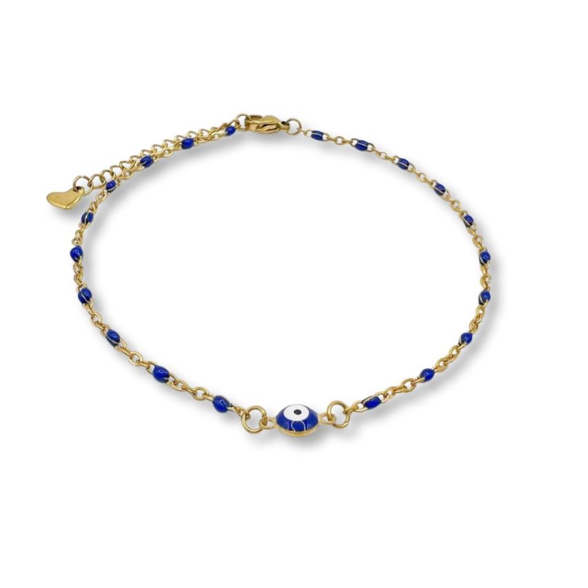 S.Steel Gold Plating Blue marine Anklets Women-c 4g