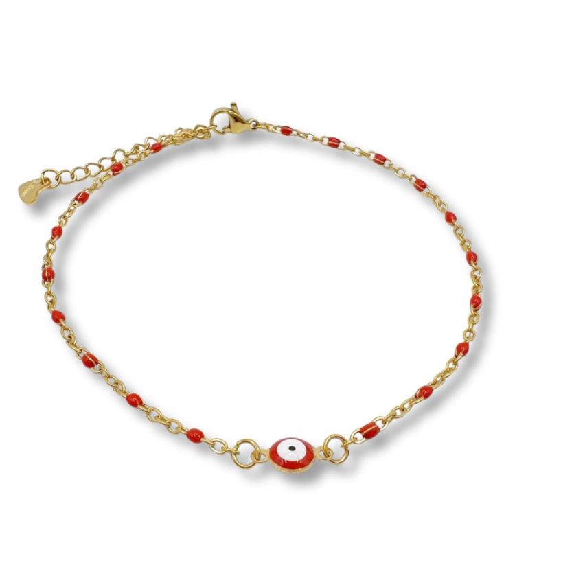 S.Steel Gold Plating Red Anklets Women-c 4g