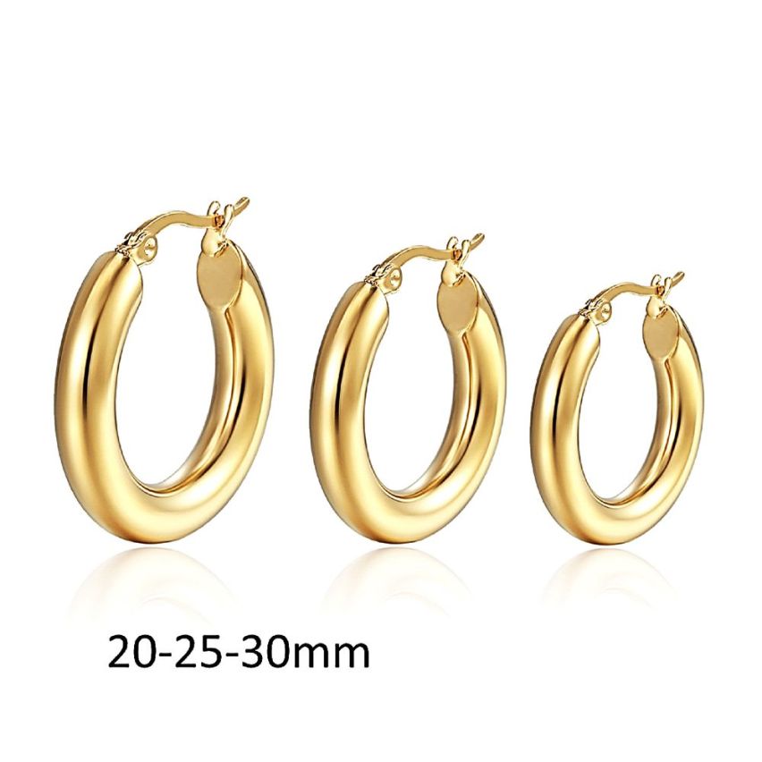 S.Steel Gold Ip Hoop Women-c