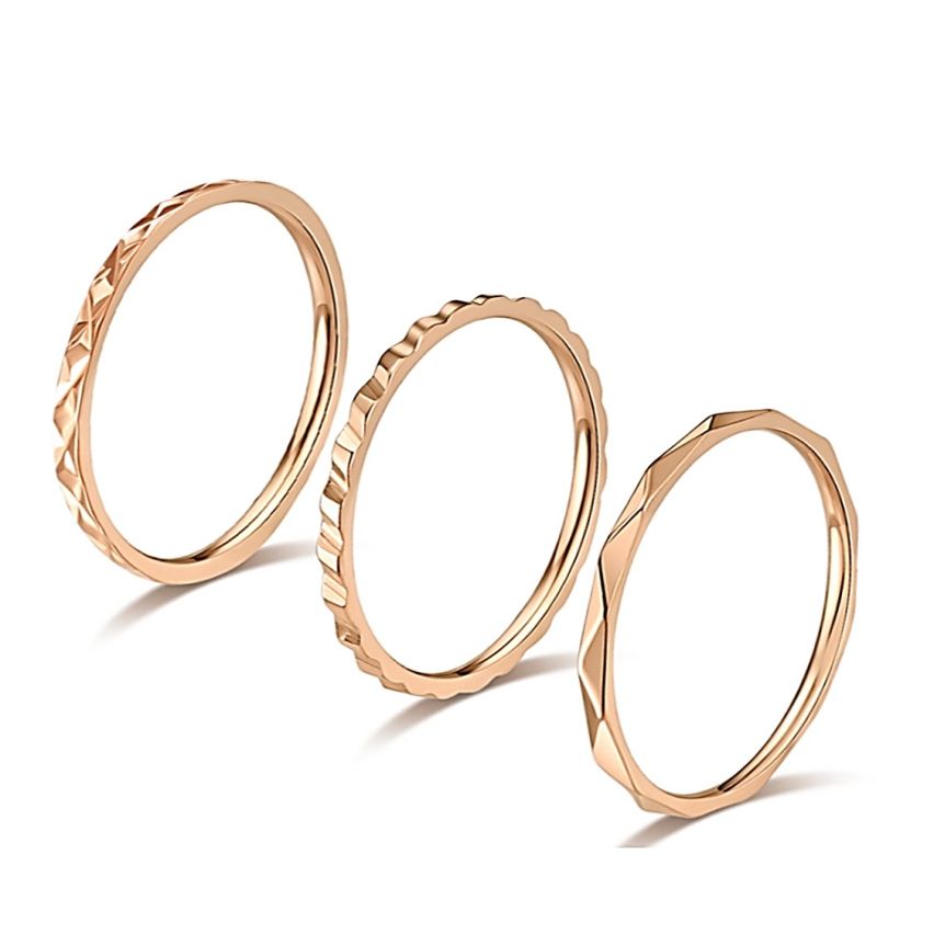 S.Steel Set 3 pieces S.Steel Unisex Rose gold Plating Minimalist Women-c 0.5g EU50 - ES10 - US5