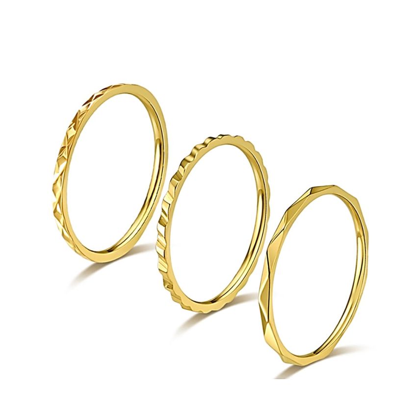 S.Steel Set 3 pieces S.Steel Unisex Gold Plating Minimalist Men-c 0.5g EU62 - ES22 - US10