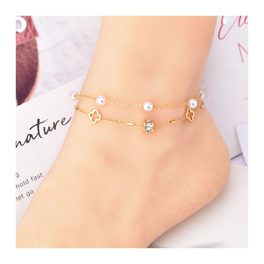 S.Steel Gold Plating Anklets Women-c 4.6g