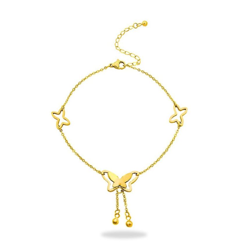 S.Steel Gold Plating Anklets Women-c 4.15g 240x1.5mm