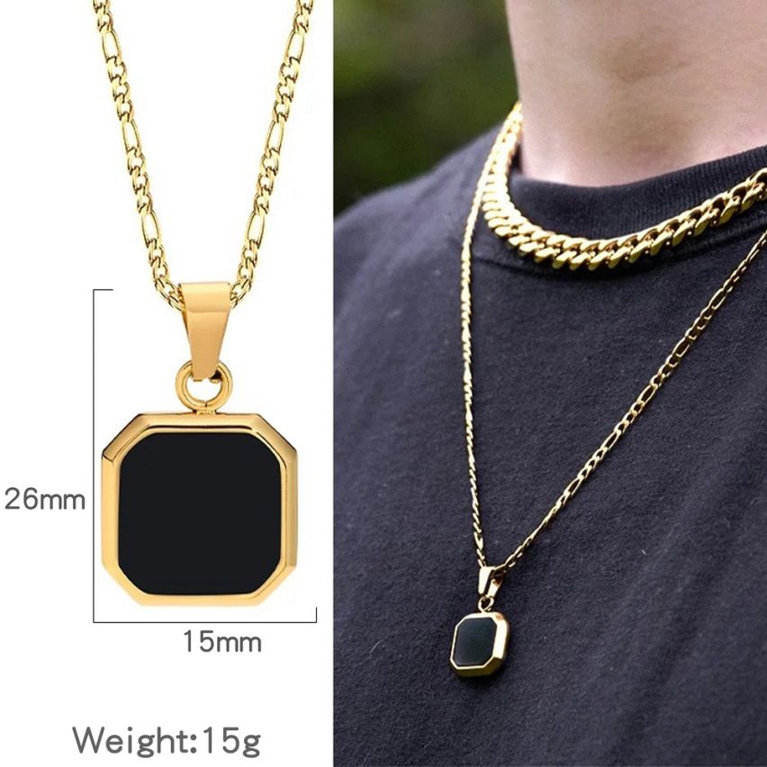 S.Steel Gold Plating Black With Plate Men-c 15g