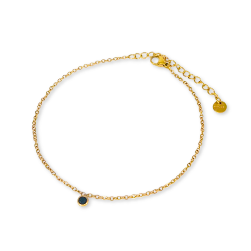 S.Steel Gold Plating Black Zircon Anklets Women-c 3g