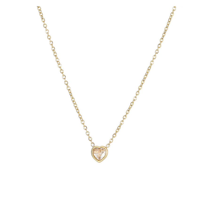 S.Steel Gold Plating White Zircon In love Women-c