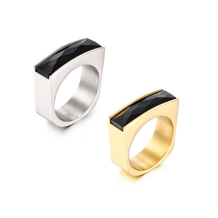 S.Steel New Gold Plating Black Zircon Women-c 10g