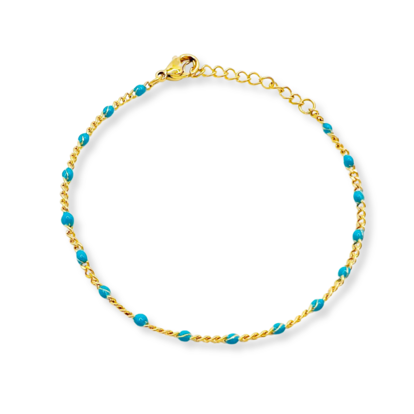 S.Steel Gold Plating Blue Enamel Minimalist Women-c 3.5g 210x2.1mm