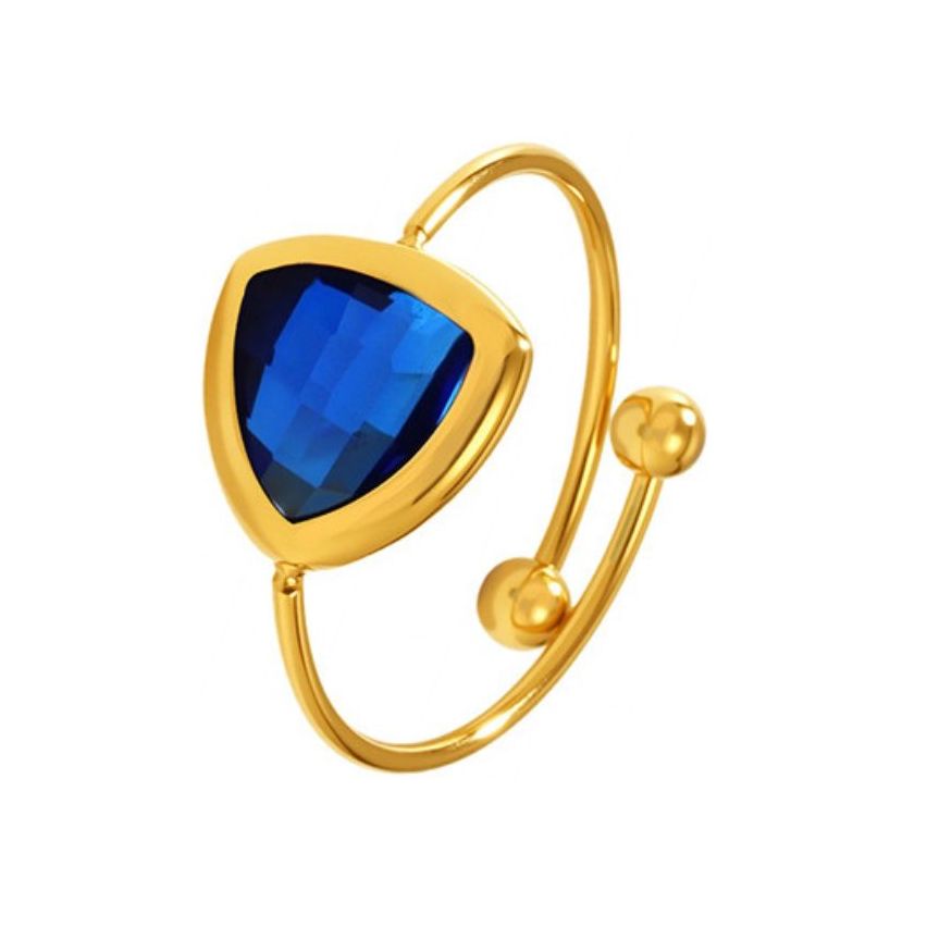 S.Steel Gold Plating Blue marine Glass stone Minimalist Women-c 1.2g EU54 - ES14 - US7