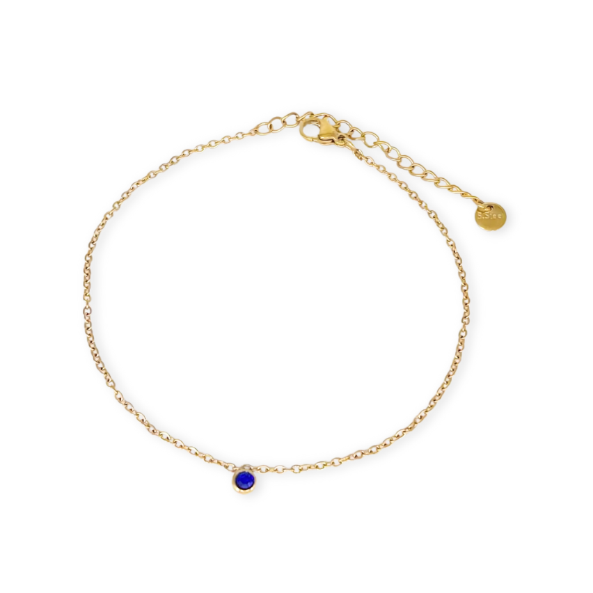 Gold Plating Blue marine Zircon Anklets Women 3g 