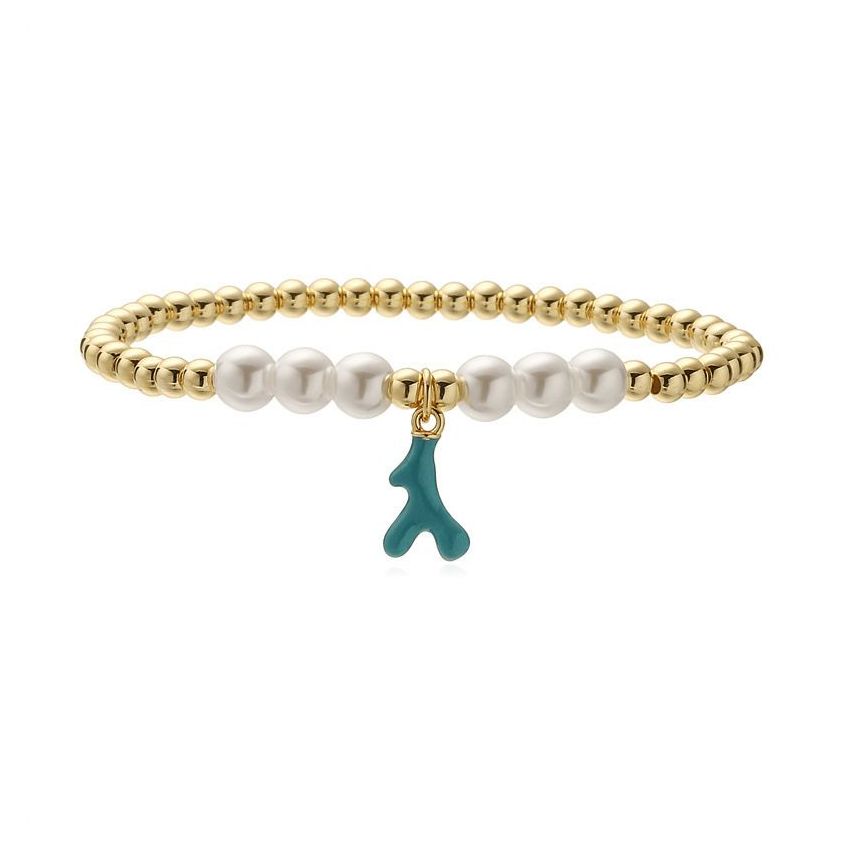 S.Steel Gold Plating Lake blue Shijia pearl Beads Women-c 10g