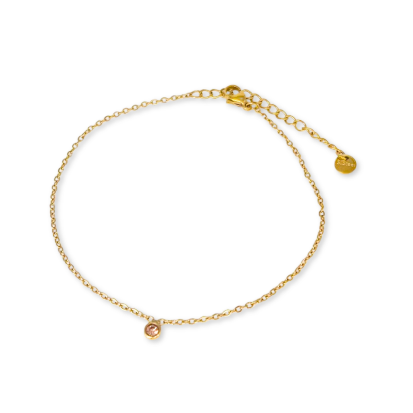 Gold Plating Champagne Zircon Anklets Women 3g 