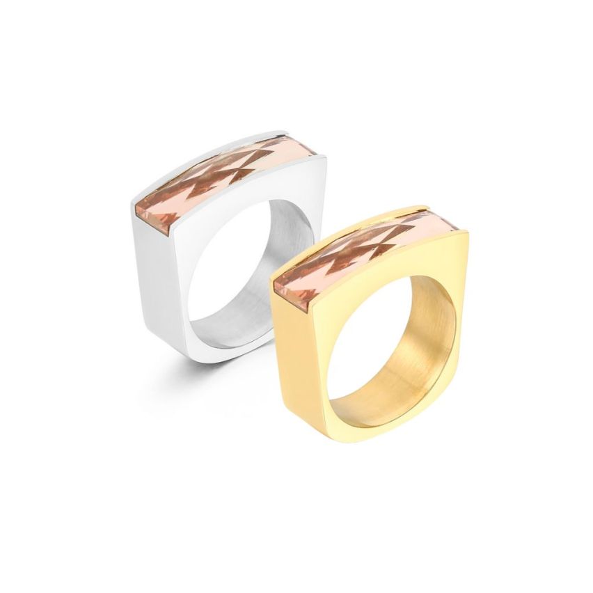 S.Steel New Gold Plating Champagne Zircon Women-c 10g