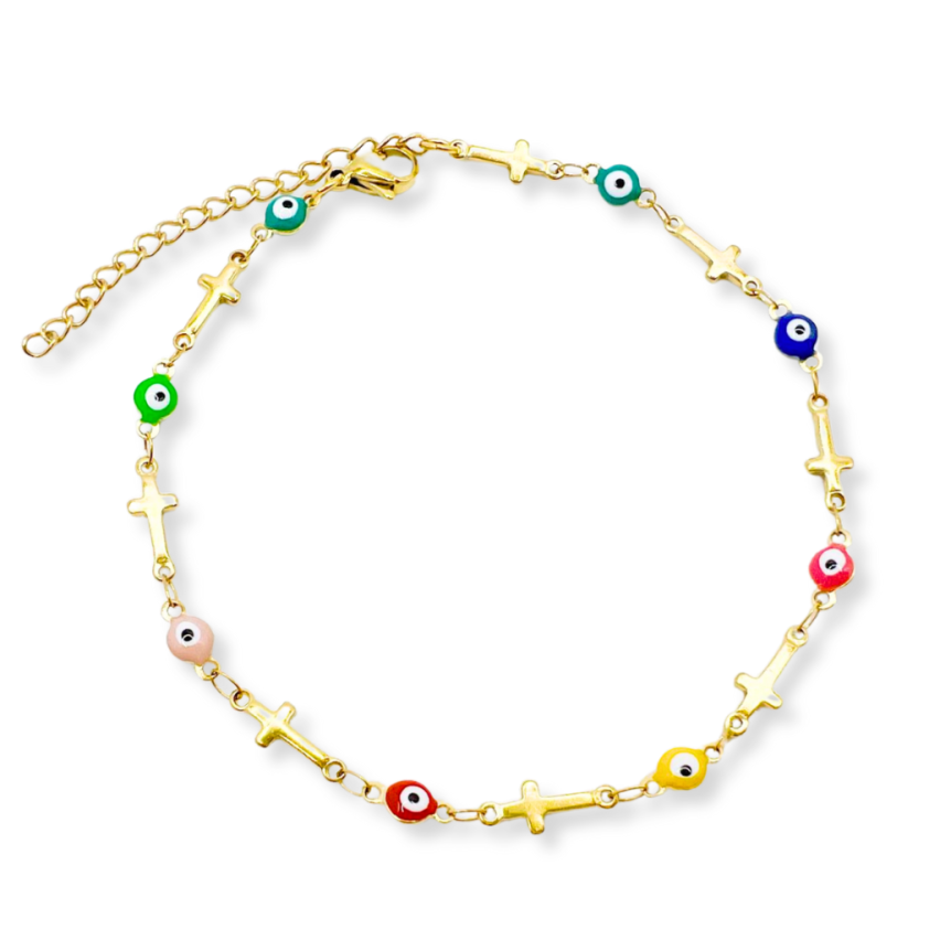 S.Steel Gold Plating Colorfull Enamel Anklets Women-c 5.5g 280x4mm