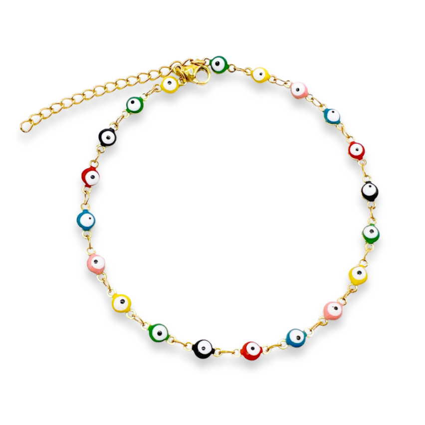 S.Steel Gold Plating Colorfull Enamel Anklets Women-c 5.5g 280x4mm