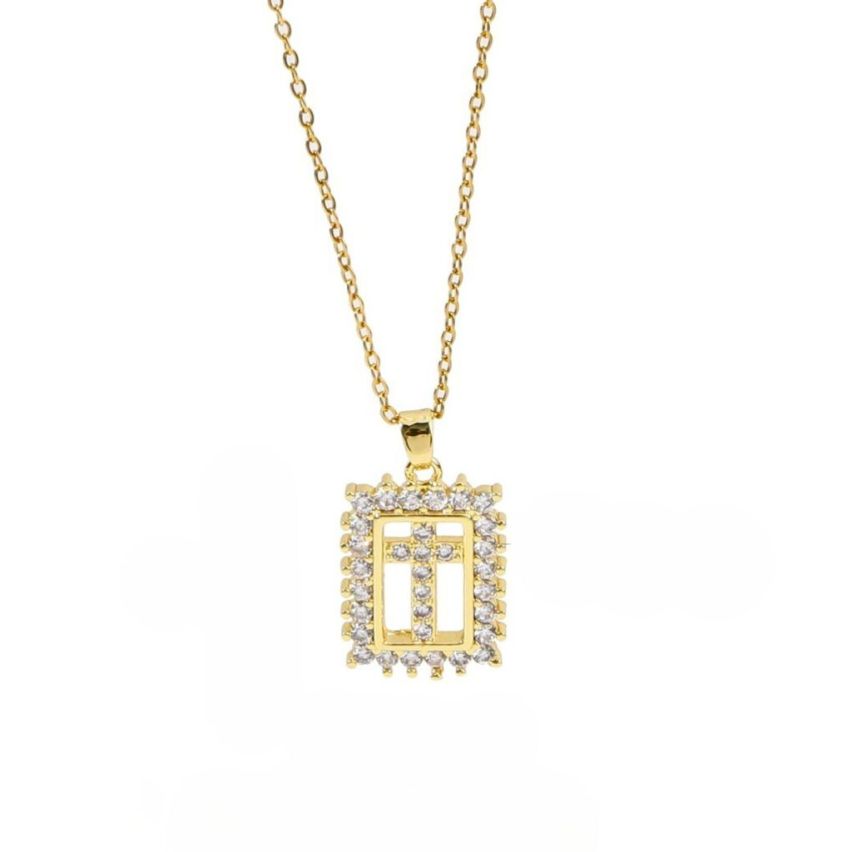 S.Steel Gold Plating White Zircon Cross Women-c 10g