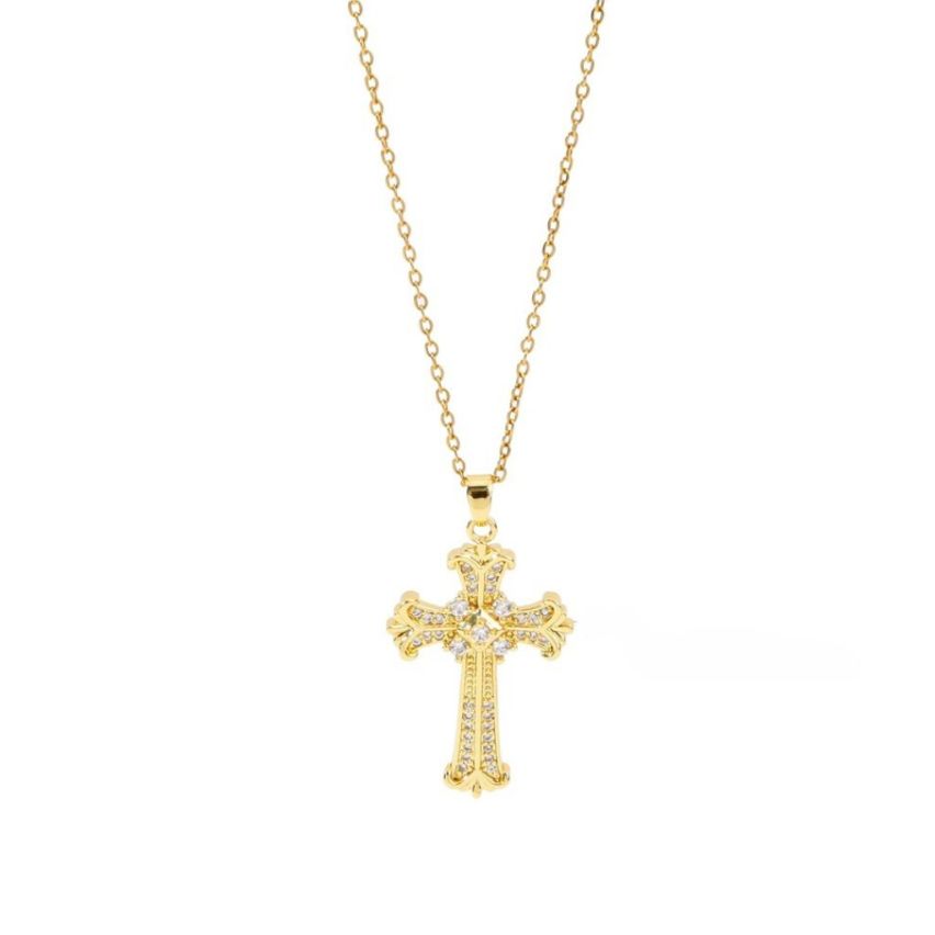 S.Steel Gold Plating Zircon Cross Women-c 5g