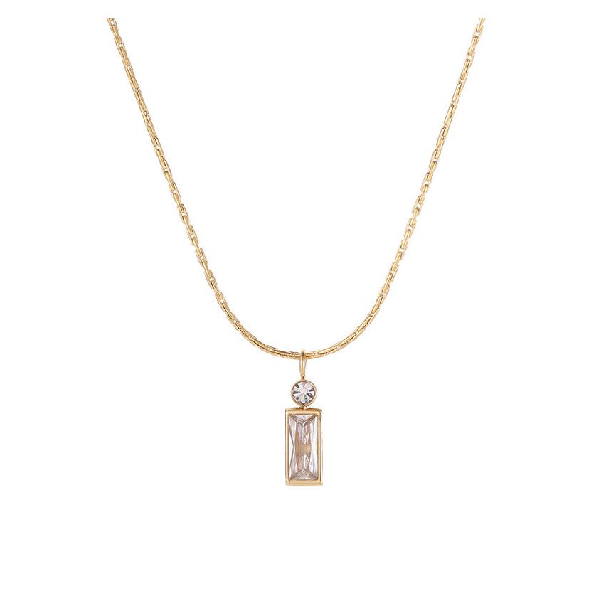 S.Steel Gold Plating White Zircon Minimalist Women-c