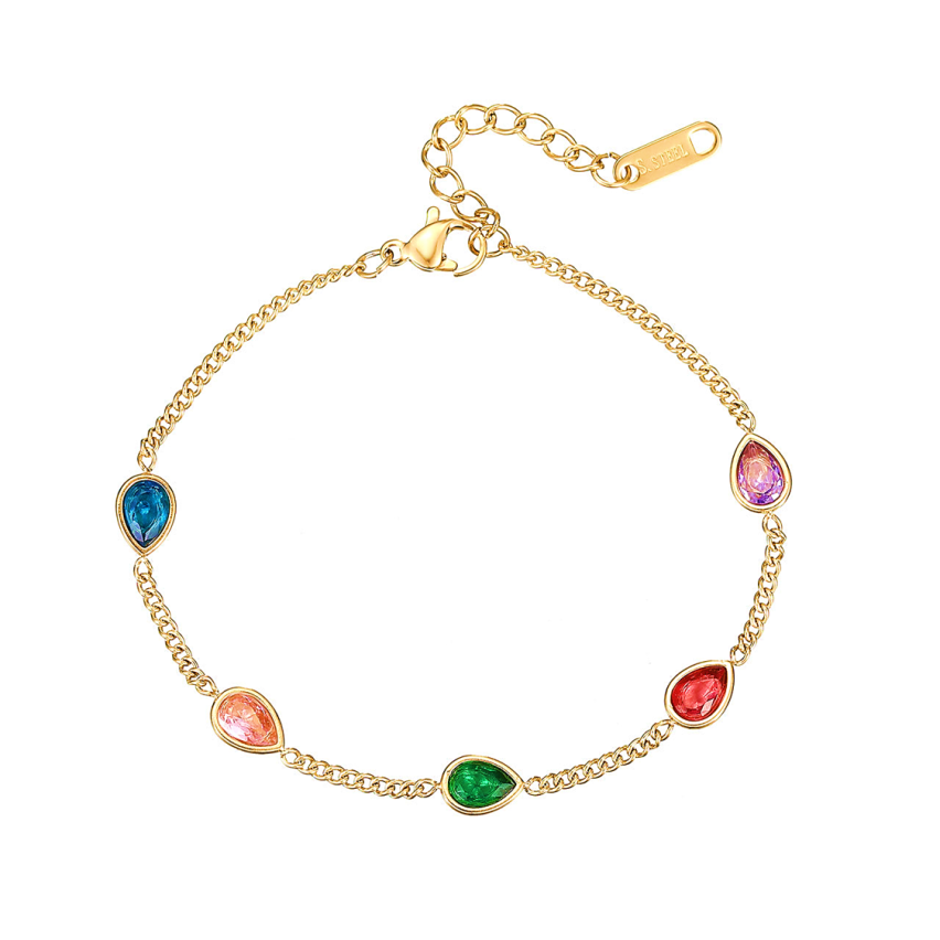 S.Steel Gold Plating Colorfull Zircon Minimalist Women-c