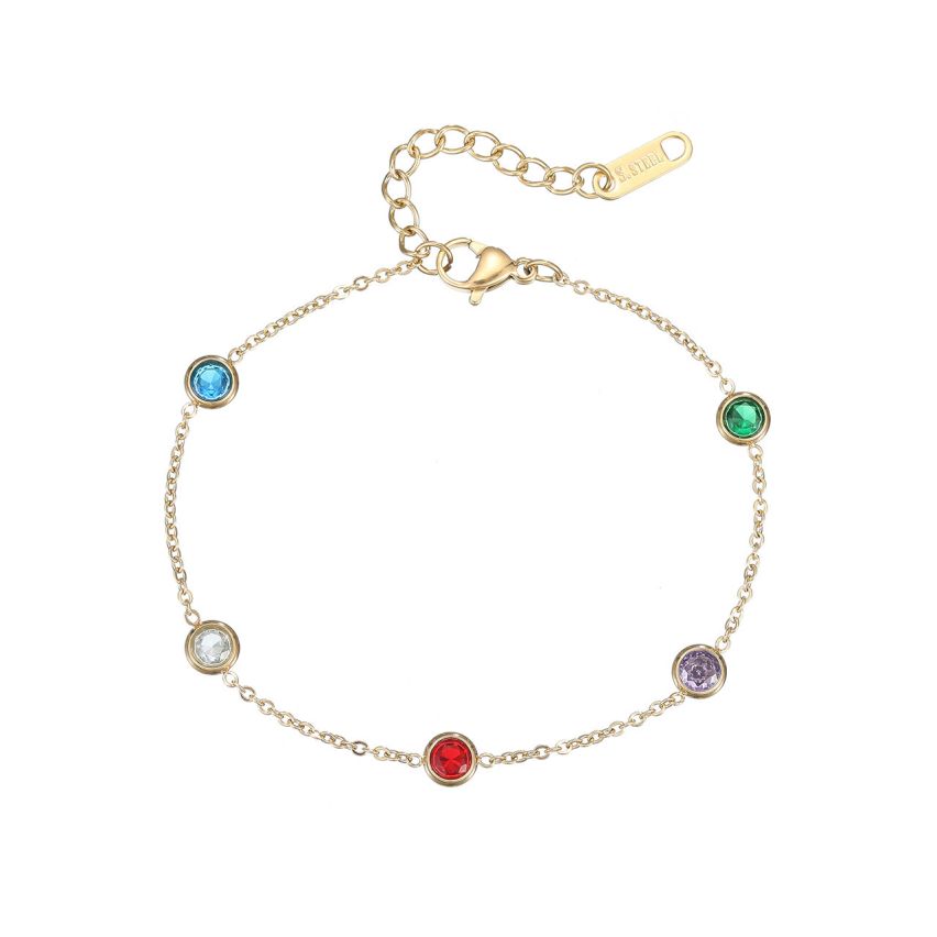 S.Steel Gold Plating Colorfull Zircon Minimalist Women-c 0.01g