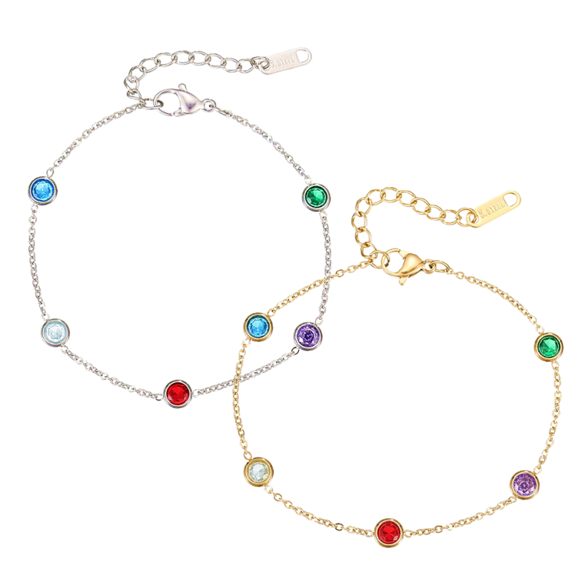 S.Steel Colorfull Zircon Minimalist Women-c 0.01g