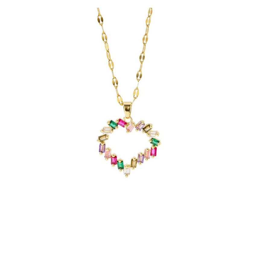 S.Steel Gold Plating Colorfull Zircon Minimalist Women-c 10g