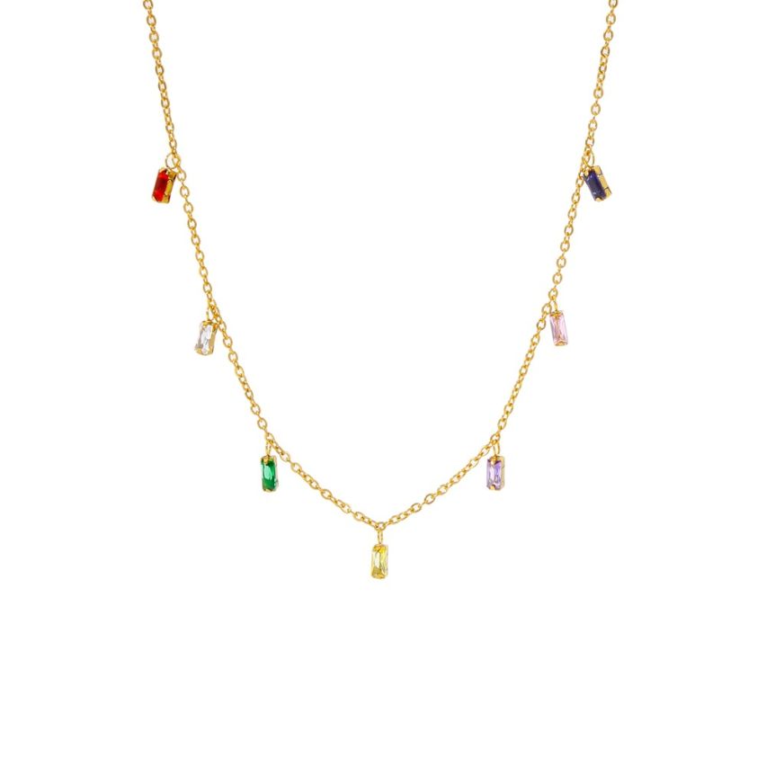 S.Steel Gold Plating Colorfull Zircon Minimalist Women-c 6g