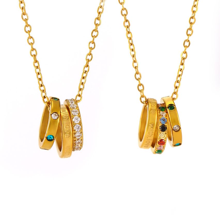 S.Steel Gold Plating Zircon Women-c 3.5g