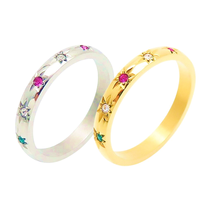 S.Steel Gold Plating Colorfull Zircon Women-c