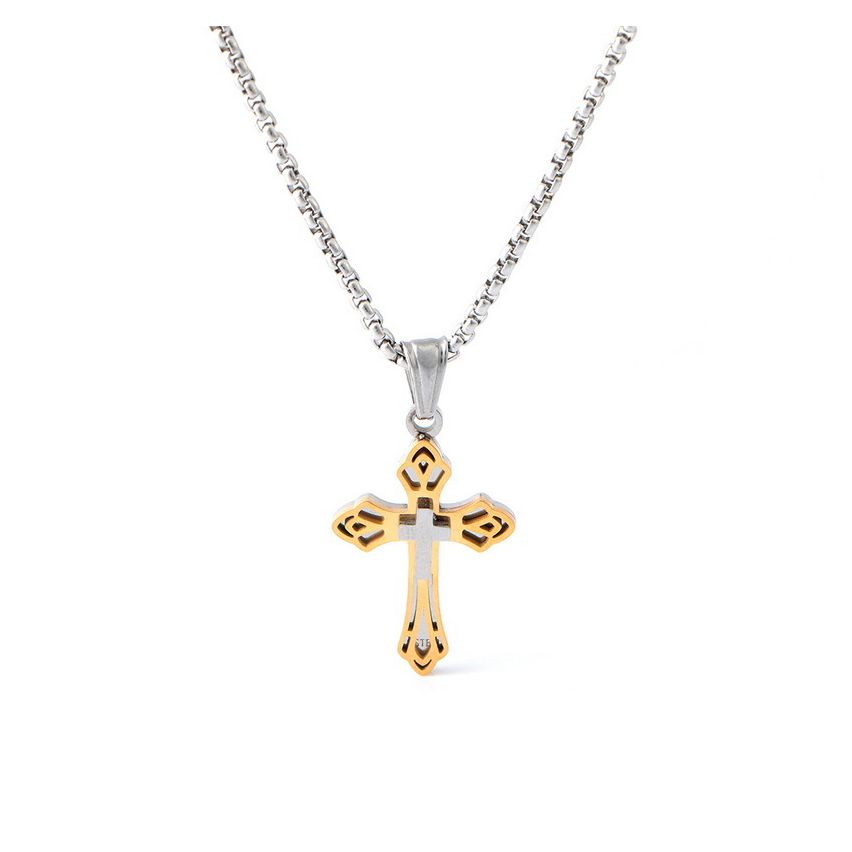 S.Steel Gold Plating Cross Men-c 10g