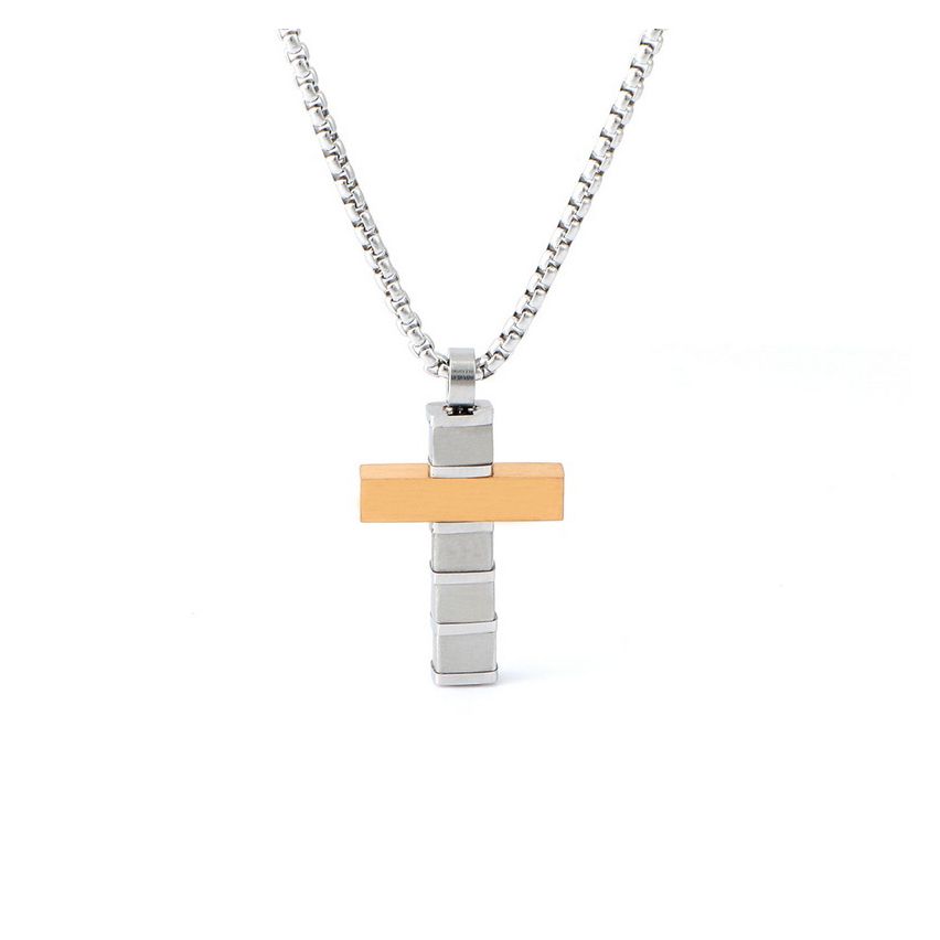 S.Steel Gold Plating Cross Men-c 12g