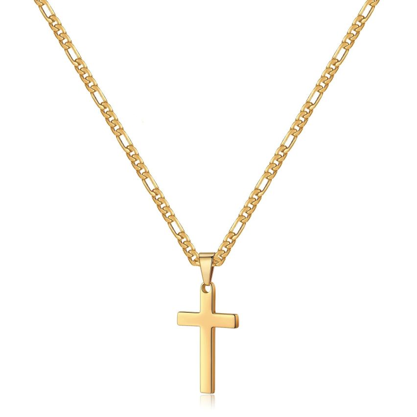 S.Steel Gold Plating Cross Men-c