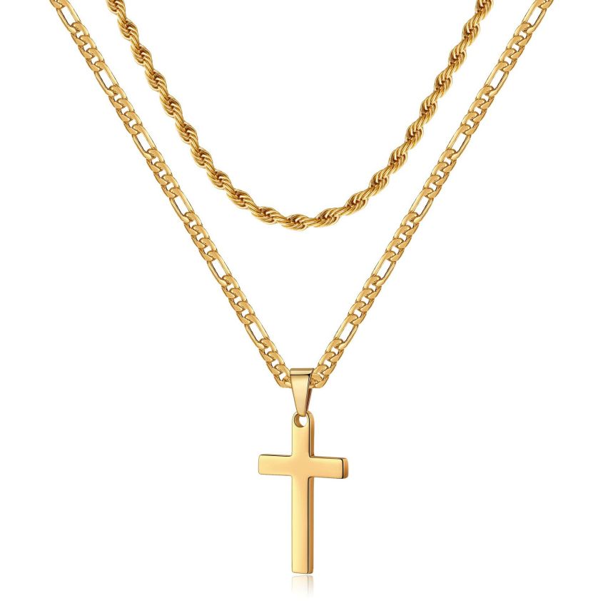 S.Steel Gold Plating Cross Men-c