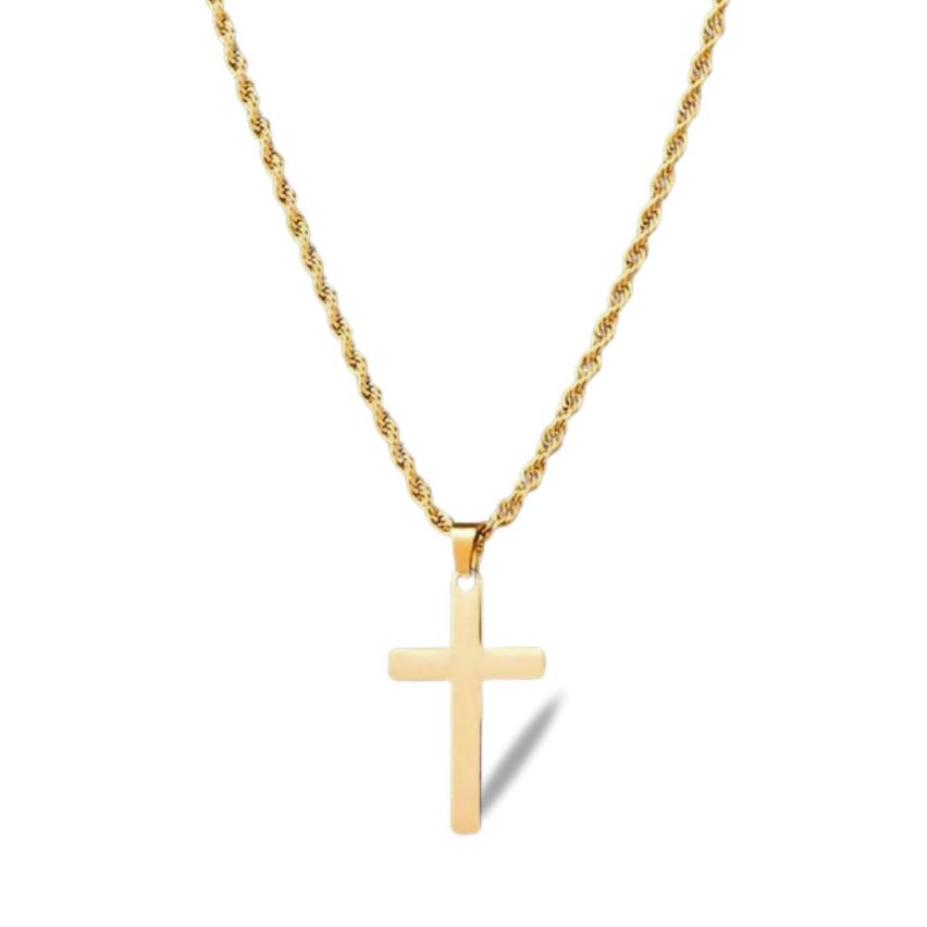 S.Steel Gold Plating Cross Men-c