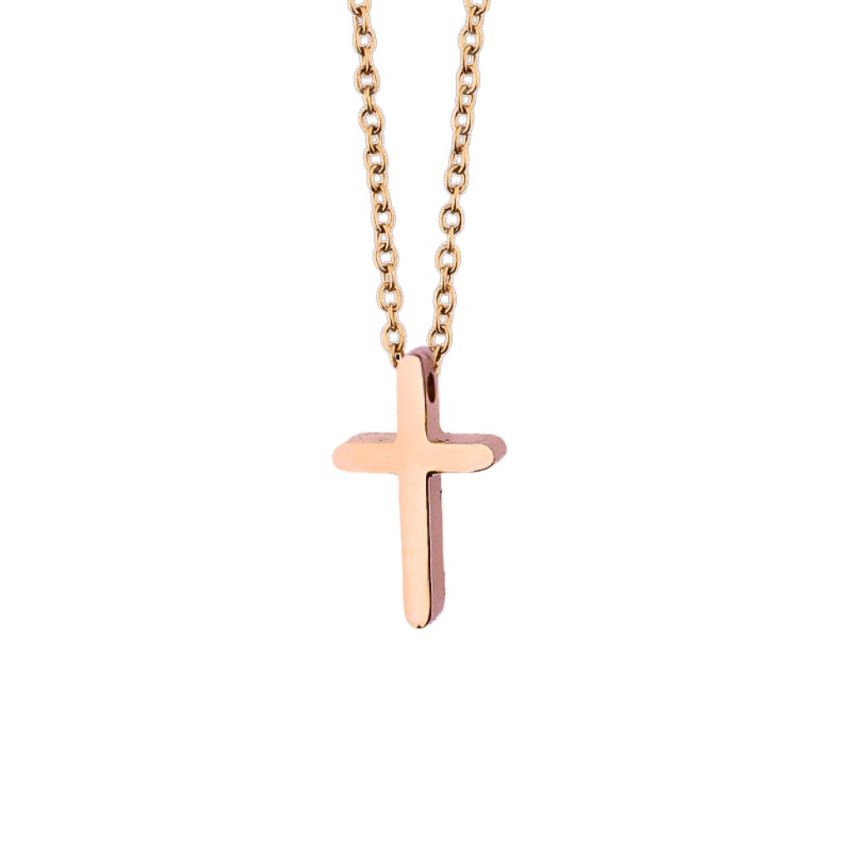 S.Steel Rose gold Plating Cross Men-c