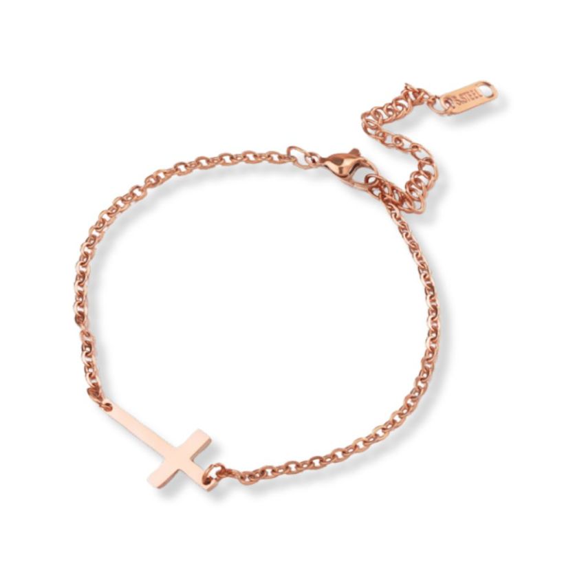 S.Steel Rose gold Plating Cross Women-c