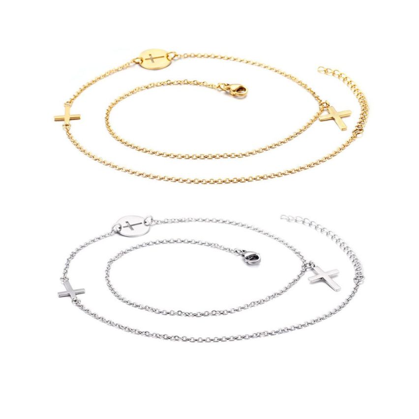 S.Steel Gold Plating Cross Women-c 3g