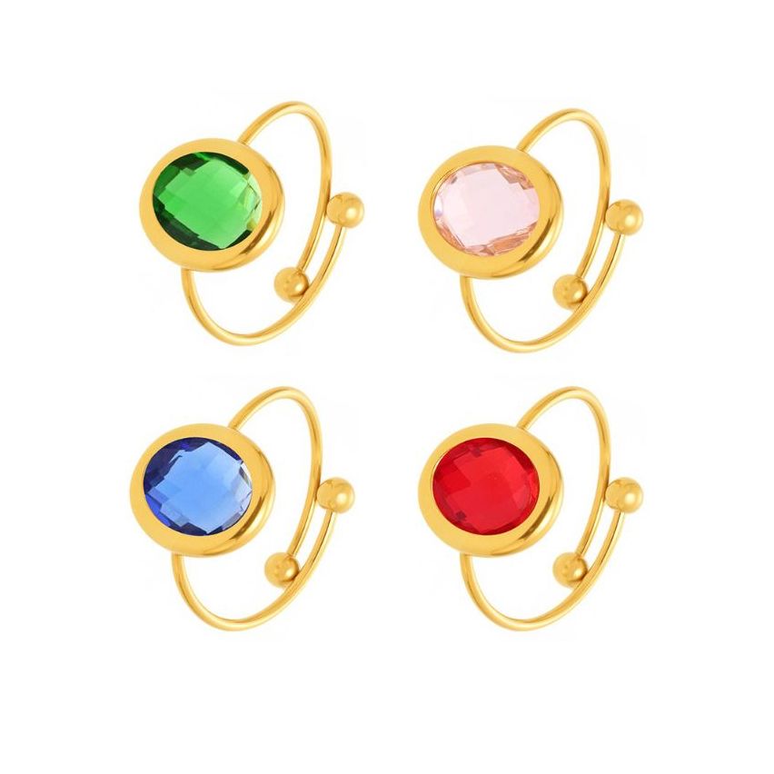 S.Steel Gold Plating Glass stone Minimalist Women-c 1.3g EU54 - ES14 - US7