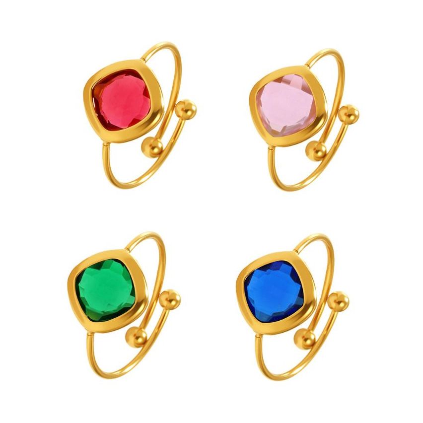 S.Steel Gold Plating Glass stone Minimalist Women-c 1.2g EU54 - ES14 - US7