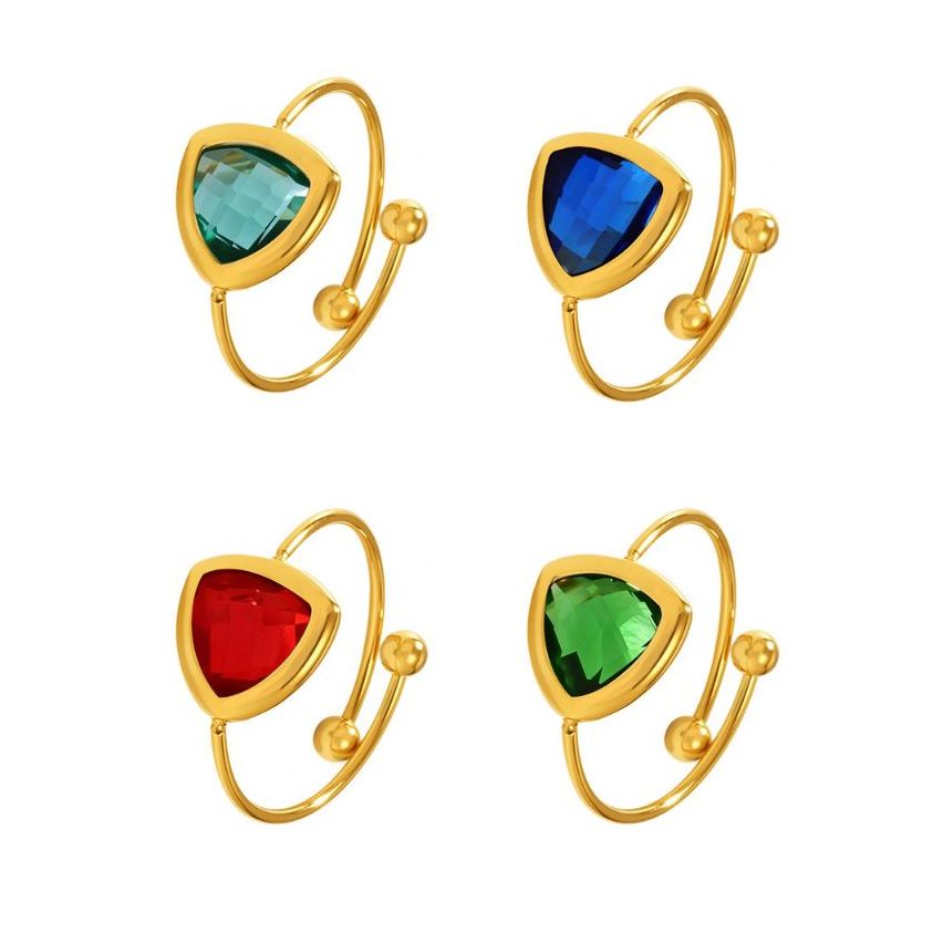 S.Steel Gold Plating Glass stone Minimalist Women-c 1.2g EU54 - ES14 - US7