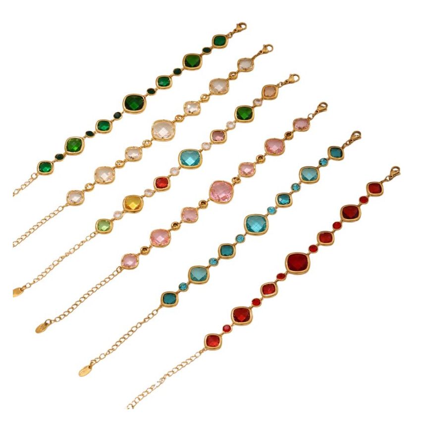 S.Steel Gold Plating Glass stone Minimalist Women 10g 