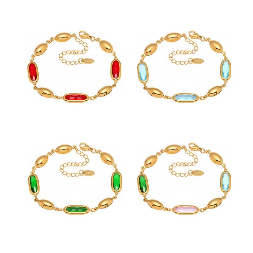 S.Steel Gold Plating  Faceted Czech Glass stone Minimalist Women 5.8g