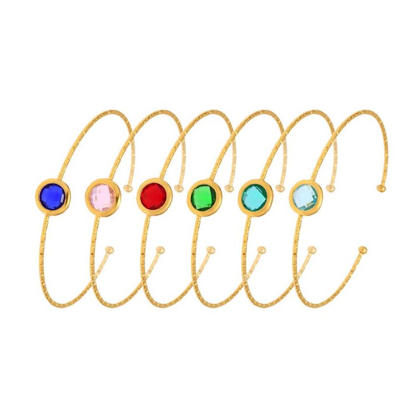 S.Steel Gold Plating Glass stone Minimalist Women-c 2.6g 60x10mm