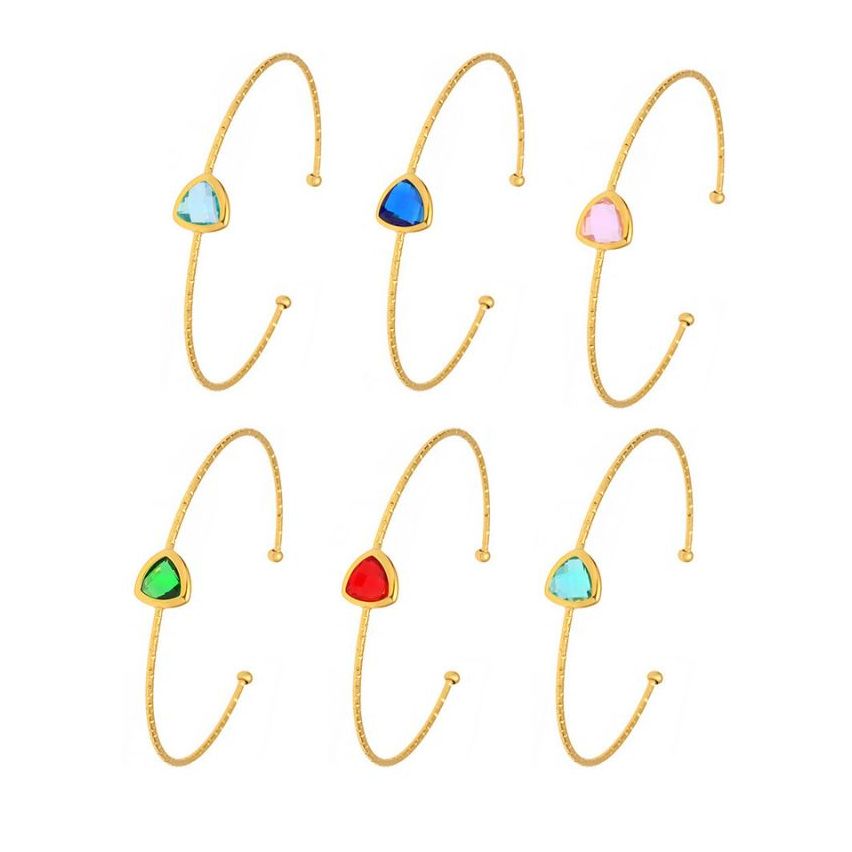 S.Steel Gold Plating Glass stone Minimalist Women-c 2.6g 62x10mm