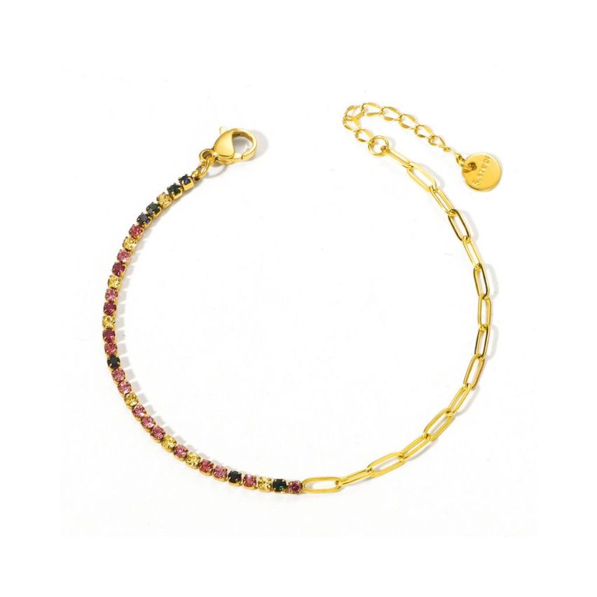 S.Steel Gold Plating Colorfull Zircon Tennis Women-c 2g 170+30x2.5mm - 2mm