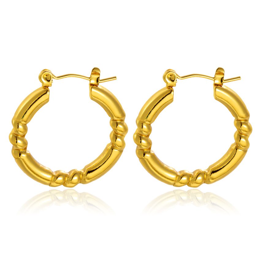 S.Steel Gold Plating Hoop Women-c 27x25mm