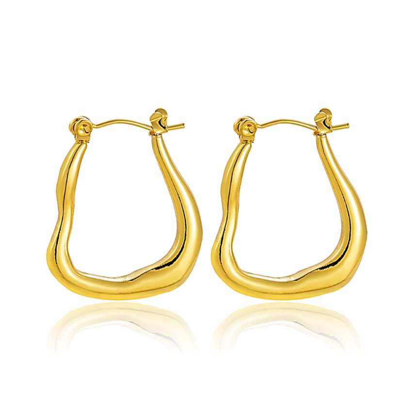 S.Steel Gold Plating Hoop Women-c 7g 25x22mm